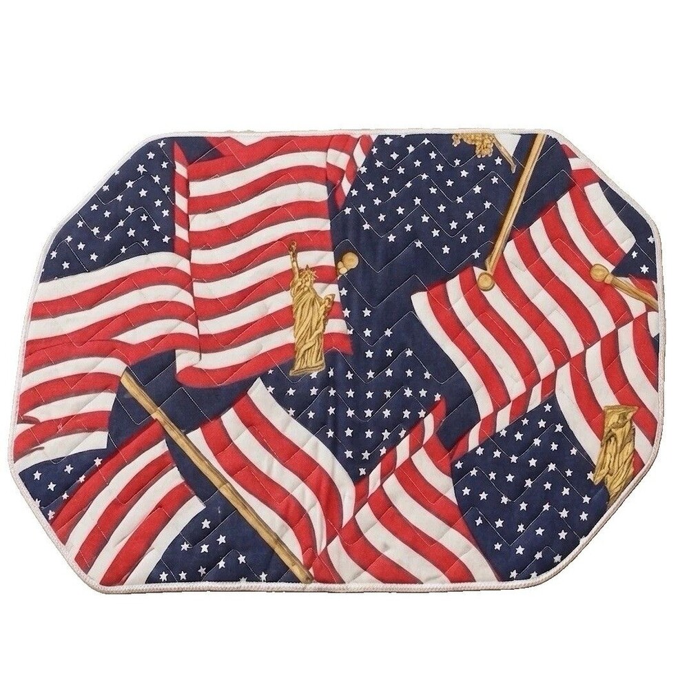 Set of 4 Patriotic Placemats American Flag Eagle Labor Day Table Decor